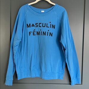 Clare V Masculin Feminin Sweatshirt in Blue Size XL